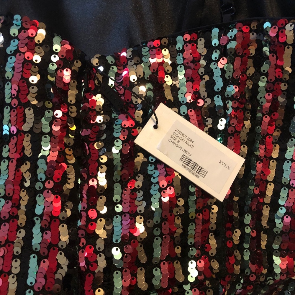 Milly Chrystie Square Neck Sequin Rainbow Dress 8 - Picture 4 of 4